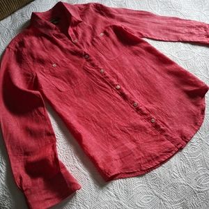 Tommy Bahama red linen button down shirt XS